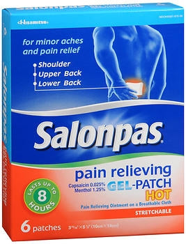 Topical Pain Relief Salonpas® Gel-Patch Hot 0.025% - 1.25% Strength Capsaicin / Menthol Patch 6 per Box